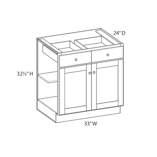 AMHERST Shaker 33 in. W x 32 in. H x 24 in. D in Walnut Plywood Assembled Base Cabinet | Kunal Kitchens