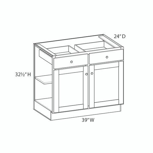 AMHERST Shaker 39 in. W x 32 in. H x 24 in. D in Walnut Plywood Assembled Base Cabinet | Kunal Kitchens