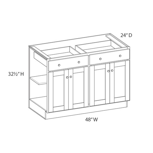 AMHERST Shaker 48 in. W x 32 in. H x 24 in. D in Walnut Plywood Assembled Base Cabinet | Kunal Kitchens