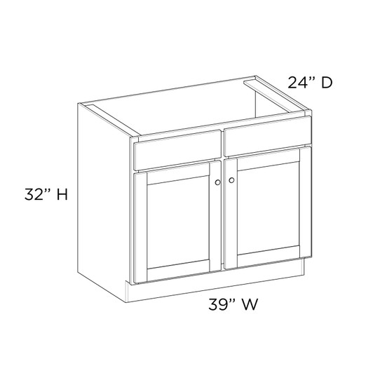AMHERST Assembled 39 in. W x 32 in. H x 24 in. D Plywood Sink Base Cabinet in Walnut | Kunal Kitchens