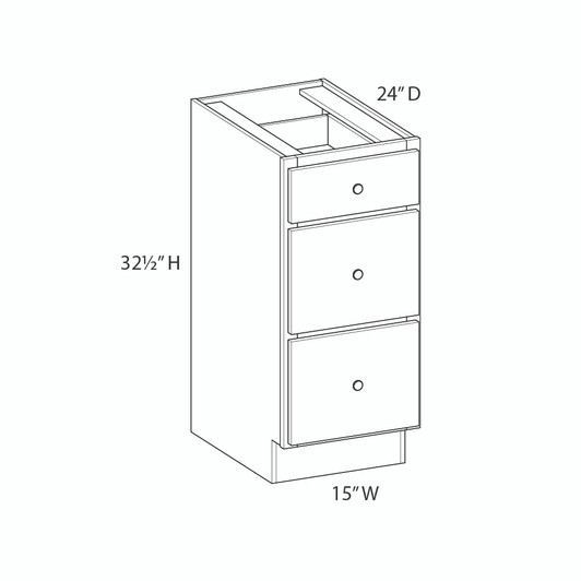 AMHERST Shaker 15 in. W x 32 in. H x 21 in. D in Walnut Plywood Assembled Bath Drawer Base Cabinet | Kunal Kitchens