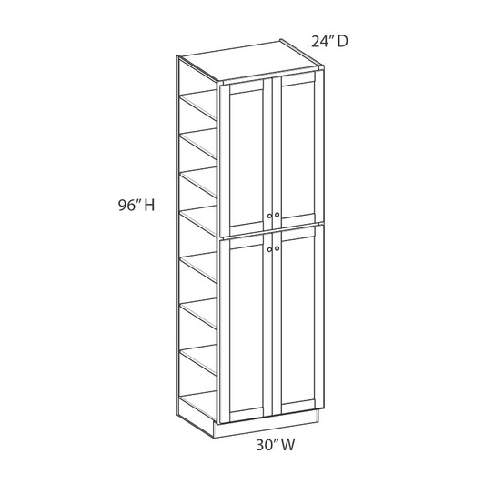 AMHERST Assembled 30 in. W x 96 in. H x 24 in. D Plywood Tall Cabinet in Walnut | Kunal Kitchens