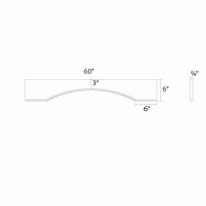 AMHERST 60 in. W x 6 in. H x 0.75 in. D Arched Valance in Walnut | Kunal Kitchens