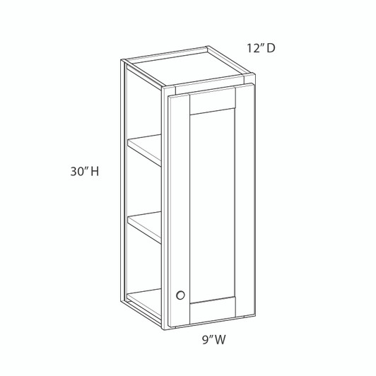 AMHERST Assembled 9 in. W x 30 in. H x 12 in. D Plywood Wall Cabinet in Walnut | Kunal Kitchens