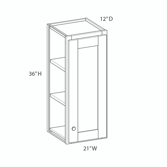AMHERST Assembled 21 in. W x 36 in. H x 12 in. D Plywood Wall Cabinet in Walnut | Kunal Kitchens