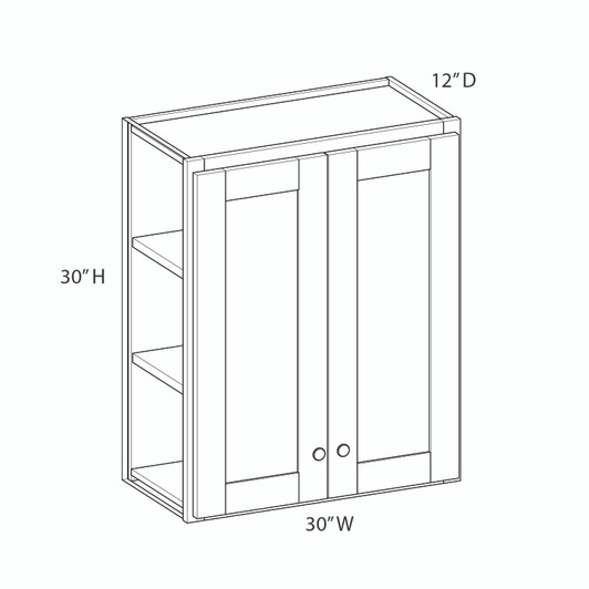 AMHERST Assembled 30 in. W x 30 in. H x 12 in. D Plywood Wall Cabinet in Walnut | Kunal Kitchens