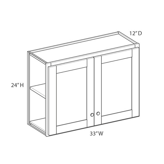 AMHERST Assembled 33 in. W x 24 in. H x 12 in. D Plywood Wall Cabinet in Walnut | Kunal Kitchens