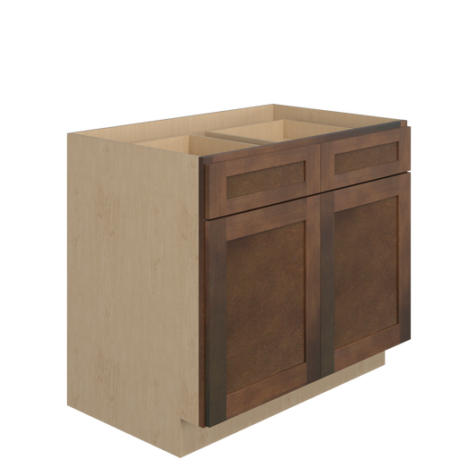 AMHERST Ready to Assemble 39 in. W x 34.5 in. H x 24 in. D Plywood Base Cabinet Full Height Door(s) w/(4) Roll-out Trays in Walnut | Kunal Kitchens