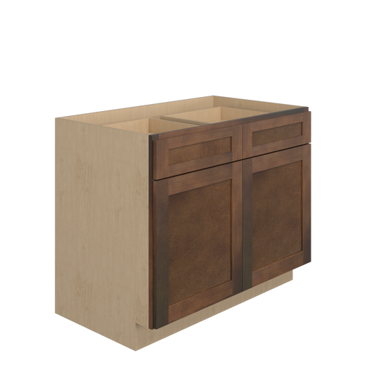 AMHERST Ready to Assemble 42 in. W x 34.5 in. H x 24 in. D Plywood Base Cabinet Full Height Door(s) w/(2) Roll-out Trays in Walnut | Kunal Kitchens