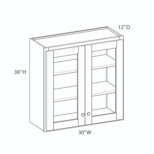 AMHERST Ready to Assemble 30 in. W x 36 in. H x 12 in. D Plywood Frosted Glass Door Wall Cabinet in Walnut | Kunal Kitchens