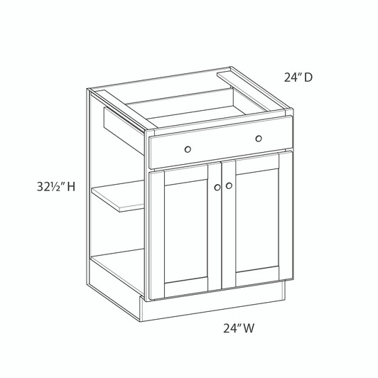 AMHERST Shaker 24 in. W x 32 in. H x 24 in. D in Walnut Plywood Ready to Assemble Base Cabinet | Kunal Kitchens