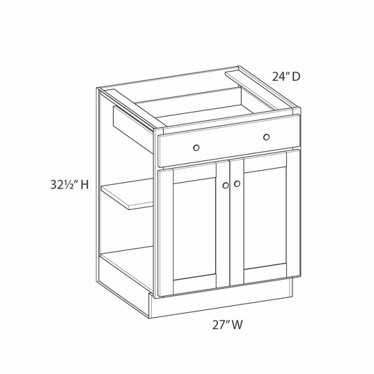 AMHERST Shaker 27 in. W x 32 in. H x 24 in. D in Walnut Plywood Ready to Assemble Base Cabinet | Kunal Kitchens