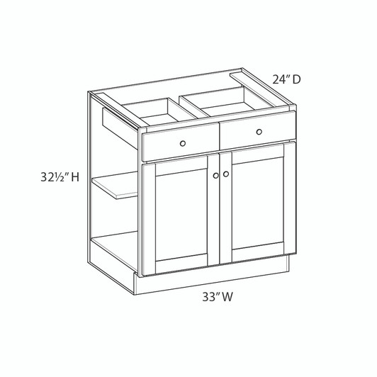 AMHERST Shaker 33 in. W x 32 in. H x 24 in. D in Walnut Plywood Ready to Assemble Base Cabinet | Kunal Kitchens