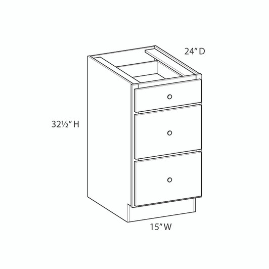 AMHERST Shaker 15 in. W x 32 in. H x 24 in. D in Walnut Plywood Ready to Assemble Drawer Base Cabinet | Kunal Kitchens