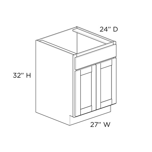 AMHERST Ready to Assemble 27 in. W x 32 in. H x 24 in. D Plywood Sink Base Cabinet in Walnut | Kunal Kitchens