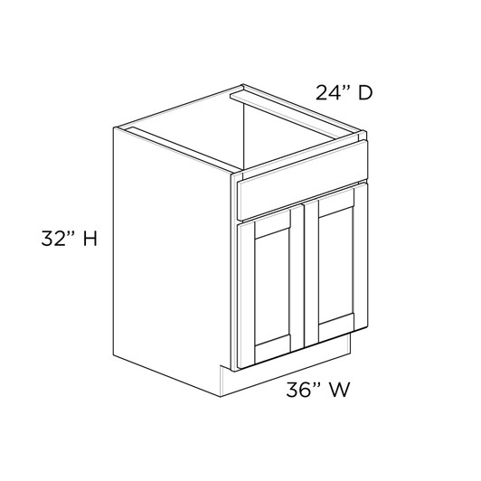 AMHERST Ready to Assemble 36 in. W x 32 in. H x 24 in. D Plywood Sink Base Cabinet in Walnut | Kunal Kitchens