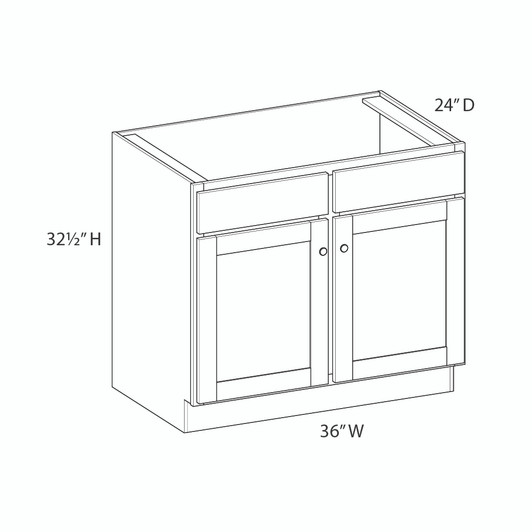 AMHERST Shaker 39 in. W x 32 in. H x 24 in. D in Walnut Plywood Ready to Assemble Removable Sink Base Cabinet | Kunal Kitchens