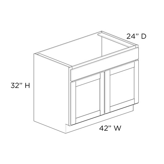AMHERST Shaker 42 in. W x 32 in. H x 24 in. D in Walnut Plywood Ready to Assemble Removable Sink Base Cabinet | Kunal Kitchens