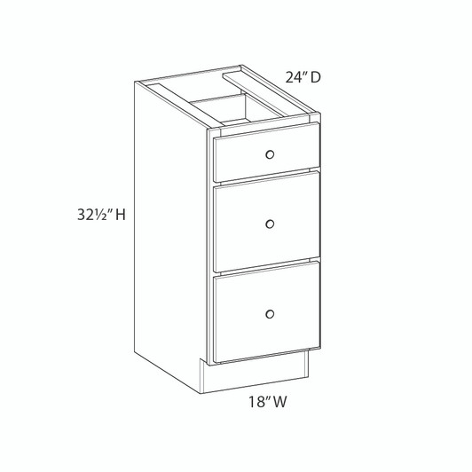 AMHERST Shaker 18 in. W x 32 in. H x 21 in. D in Walnut Plywood Ready to Assemble Bath Drawer Base Cabinet | Kunal Kitchens