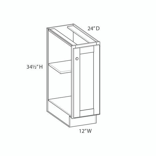 Bedford Assembled 12 in. W x 34.5 in. H x 24 in. D Plywood Base Cabinet Full Height Door(s) in White | Kunal Kitchens