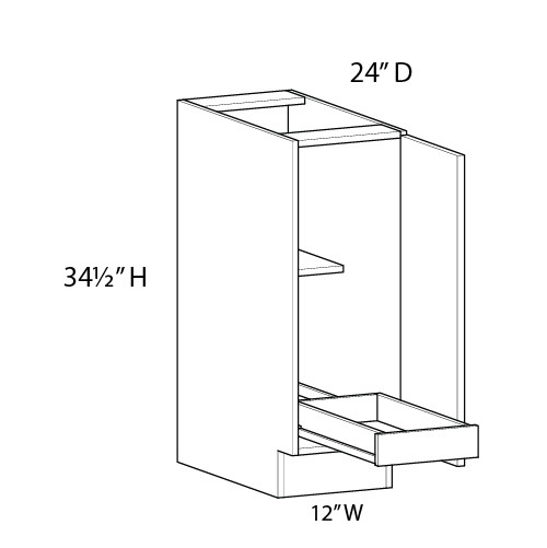  Ithaca 12" Base Cabinet w/(1) Roll-out Tray Installed - (1) FH Door | Kunal Kitchens 