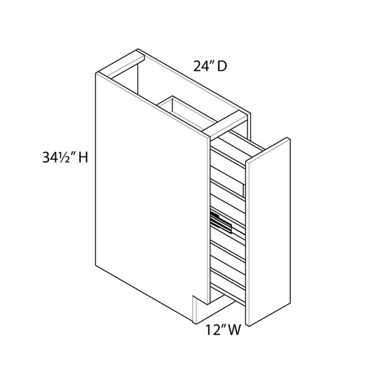  Ithaca 12" Full Height Base Cabinet with Spice Pull Out Organizer w/Soft Close - (1) FH Door / Rev-A-Shelf 448-BCBBSC-8C Factory Installed | Kunal Kitchens 
