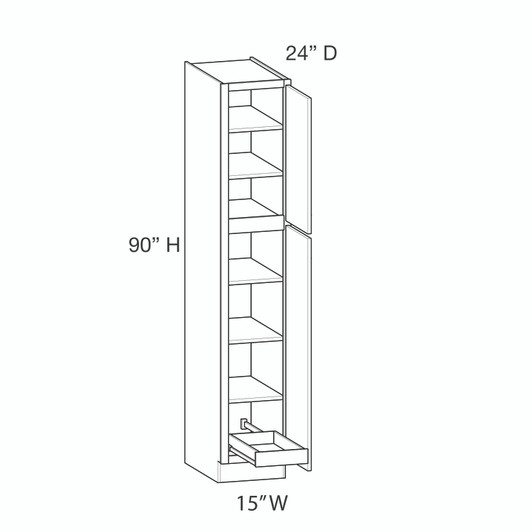  Ithaca Utility Cabinet w/(1) Roll-out Tray Installed {15" x 90" H} - (2) Doors | Kunal Kitchens 