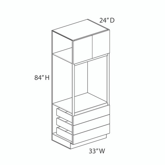  Ithaca Triple Drawer Oven Cabinet {33" x 84" H} - (2) Doors / (3) Drawers | Kunal Kitchens 