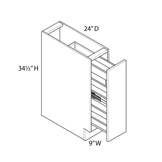 Saratoga 9" Full Height Base Cabinet with Spice Pull Out Organizer w/Soft Close - (1) FH Door - Kunal Kitchens