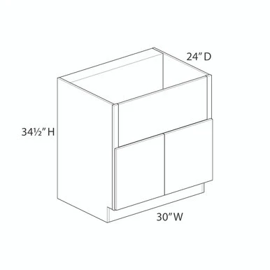 Lenox Hill SB30B-FS 30" Farm Sink Base Cabinet {Panel trimmable up to 12" - Butt Doors} - (2) Doors | Kunal Kitchens