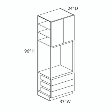 Gramercy OC3396T Triple Drawer Oven Cabinet {33" x 96" H} - (2) Doors / (3) Drawers | Kunal Kitchens