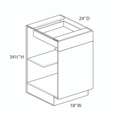18" Base Cabinet - (1) Door / (1) Drawer | Kunal Kitchens