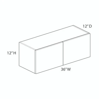 Wall Cabinet {36" x 12" H - Butt Doors} - (2) Doors | Kunal Kitchens
