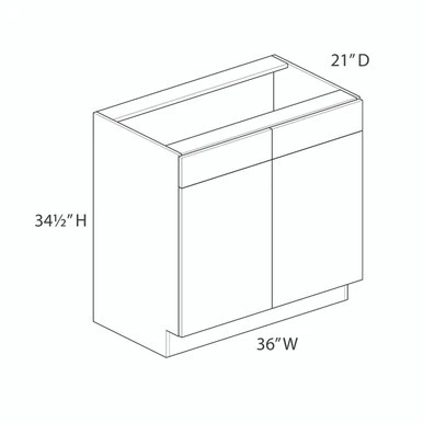Vanity Sink Base {36" x 21" D - Butt Doors} - (2) Doors / (2) False Front | Kunal Kitchens