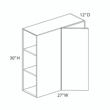 30"H Wall Corner Blind Cabinet - Pull 27"-30" {Actual Width 27"} - (1) Door | Kunal Kitchens