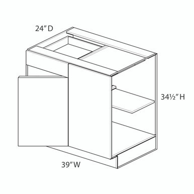 Base Corner Cabinet Blind Right - Pull 42"-45" {Actual Width 39"} - (1) Door / (1) Drawer | Kunal Kitchens