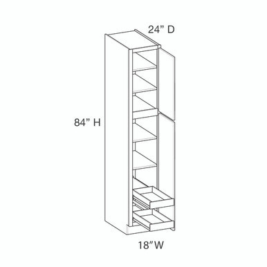 Utility Cabinet w/(2) Roll-out Tray Installed {18" x 84" H} - (2) Doors | Kunal Kitchens