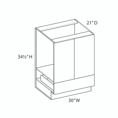 Vanity Sink Base w/Bottom Drawer {30" x 21" D - Butt Doors} - (2) Doors / (1) Drawer | Kunal Kitchens