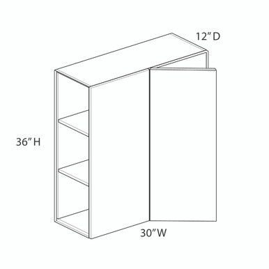 36"H Wall Corner Blind Cabinet - Pull 30"-33" {Actual Width 30"} - (1) Door | Kunal Kitchens