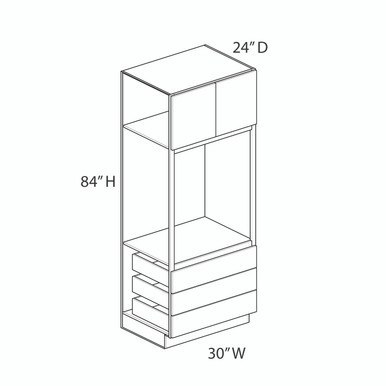 Triple Drawer Oven Cabinet {30" x 84" H} - (2) Doors / (3) Drawers | Kunal Kitchens