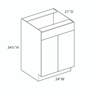 Vanity Sink Base {24" x 21" D - Butt Doors} - (2) Doors / (1) False Front | Kunal Kitchens