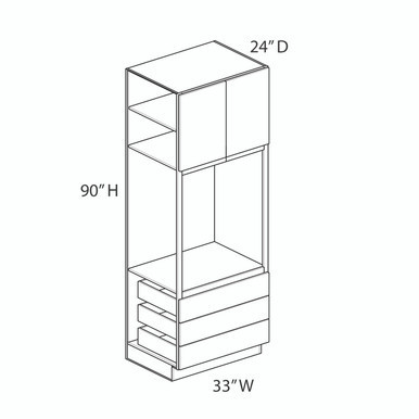 Triple Drawer Oven Cabinet {33" x 90" H} - (2) Doors / (3) Drawers | Kunal Kitchens