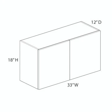 Wall Cabinet {33" x 18" H - Butt Doors} - (2) Doors | Kunal Kitchens
