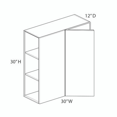 30"H Wall Corner Blind Cabinet - Pull 30"-33" {Actual Width 30"} - (1) Door | Kunal Kitchens