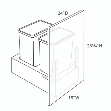 18" Base Cabinet Pull-out Wastebasket w/Soft Close - (1) Door / (1) Drawer / Dbl 35 Qt {Rev-A-Shelf 4WCSC1835DM2 Factory Installed} | Kunal Kitchens