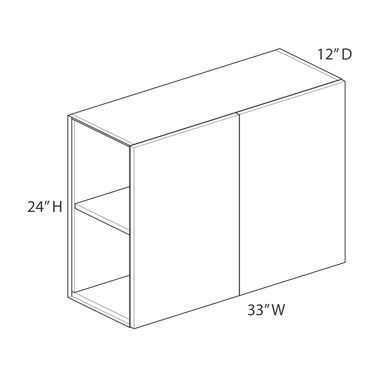 Wall Cabinet {33" x 24" H - Butt Doors} - (2) Doors | Kunal Kitchens