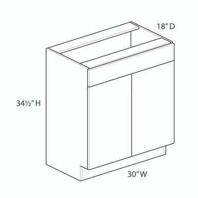 Vanity Sink Base {30" x 18" D - Butt Doors} - (2) Doors / (1) False Front | Kunal Kitchens