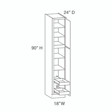 Utility Cabinet w/(2) Roll-out Tray Installed {18" x 90" H} - (2) Doors | Kunal Kitchens