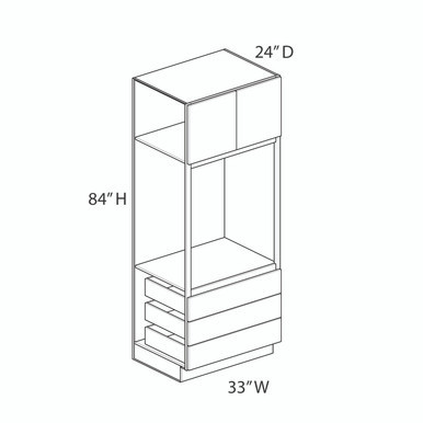 Triple Drawer Oven Cabinet {33" x 84" H} - (2) Doors / (3) Drawers | Kunal Kitchens