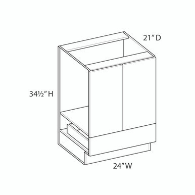 Vanity Sink Base w/Bottom Drawer {24" x 21" D - Butt Doors} - (2) Doors / (1) Drawer | Kunal Kitchens